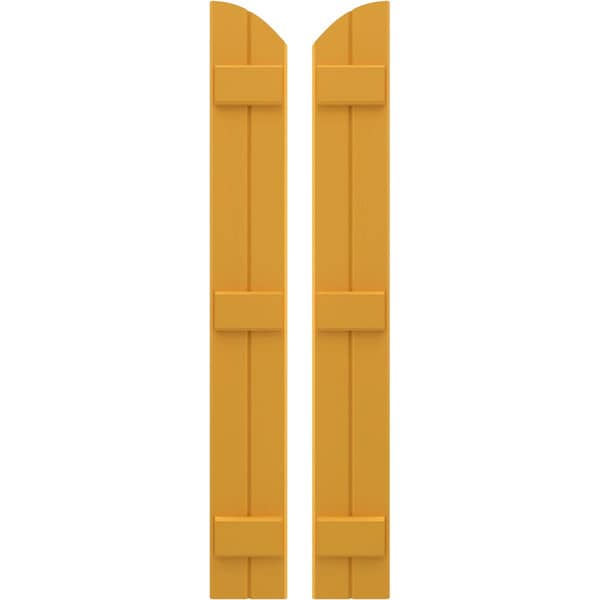 Ekena Millwork Americraft 2-Board (3 Batten) Wood Joined Board-n-Batten Shutters w/Ellipt Top, ARW401BE207X77TUH, PR ARW401BE207X77TUH - main